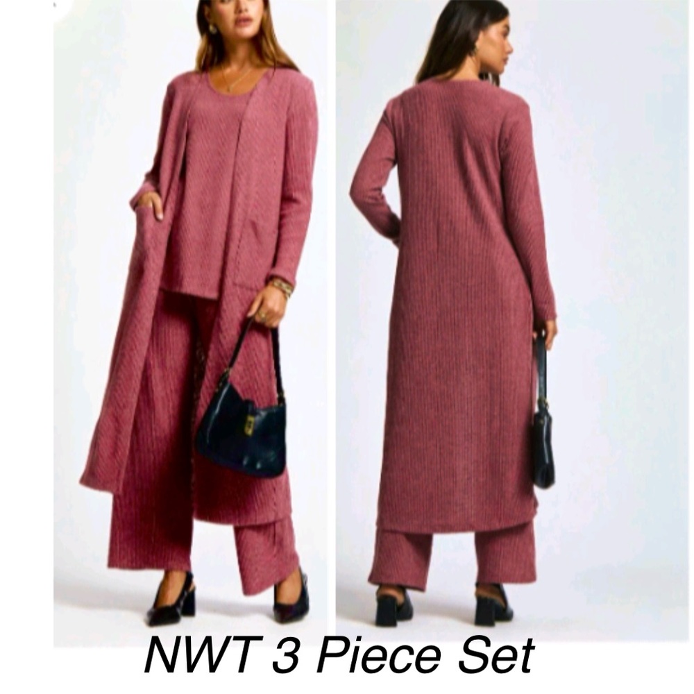 NWT Dear Scarlet Unwind Three-Piece Waffle Knit Set